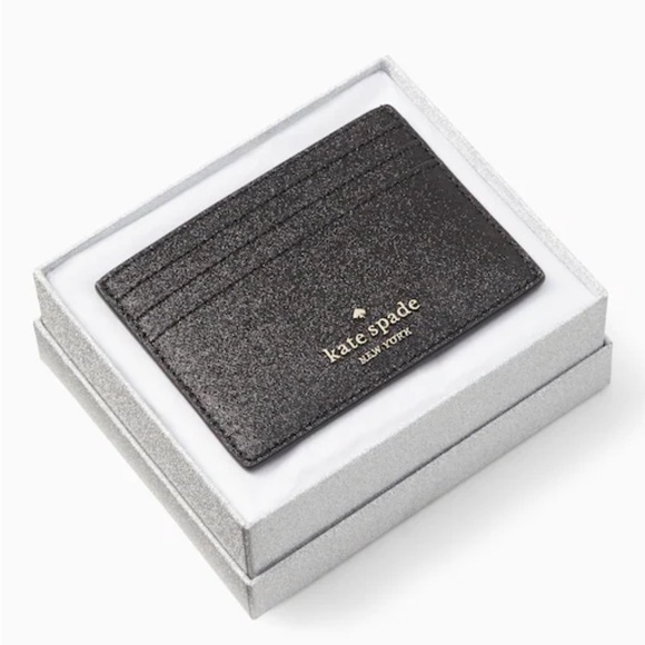 kate spade Handbags - Kate Spade Tinsel Boxed Small Card Holder black wallet sparkle glitter gift